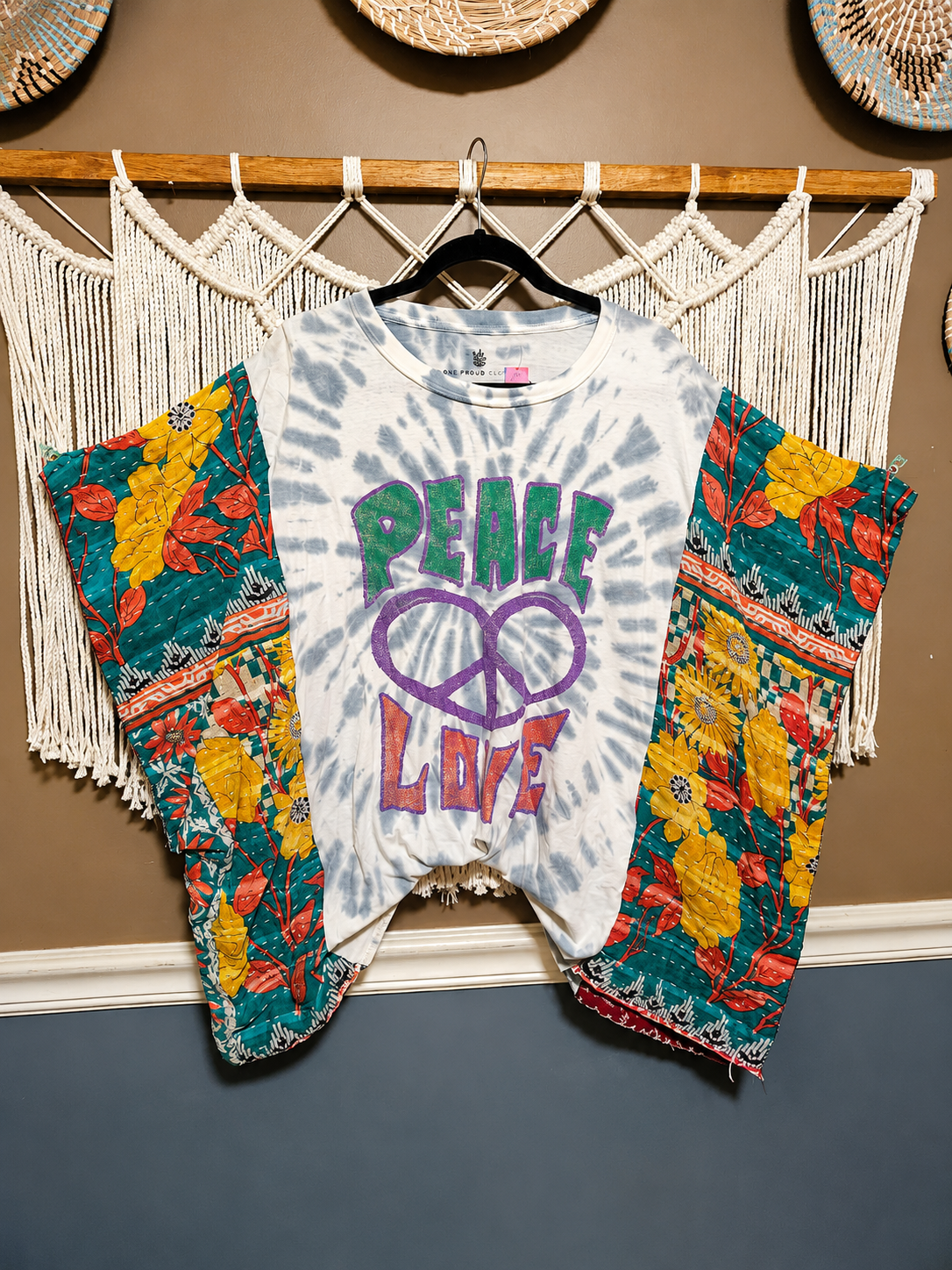 Peace + Love Patchwork Upcycled Poncho Top One Size