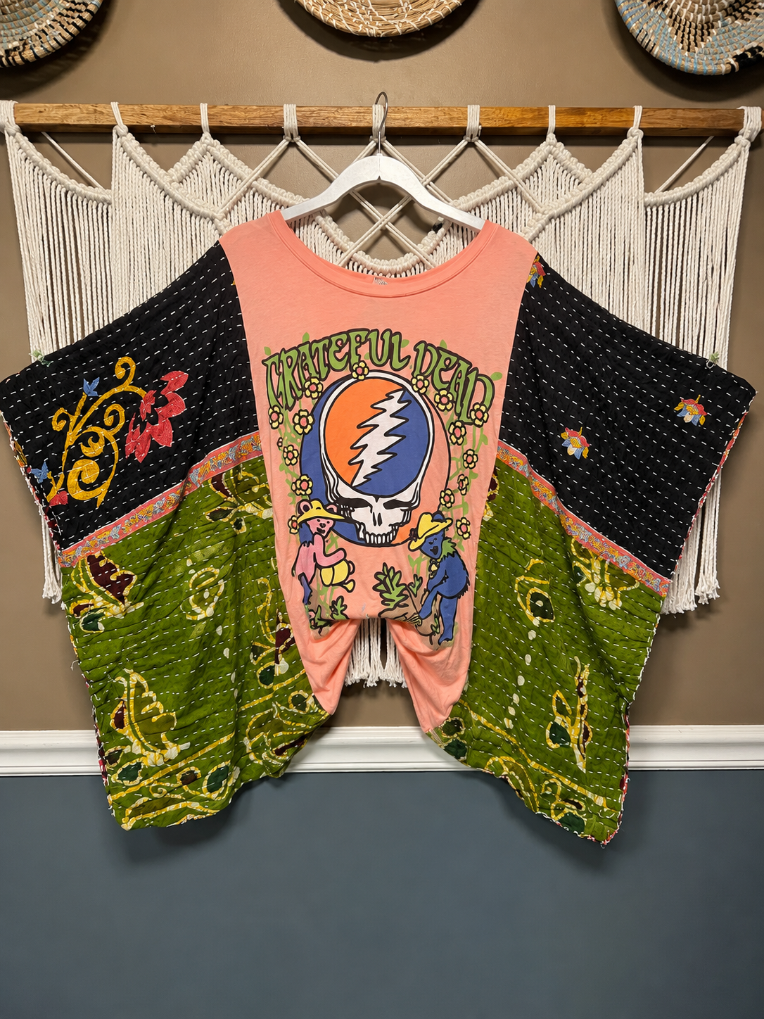 Grateful Dead Patchwork Upcycled Poncho Top One Size