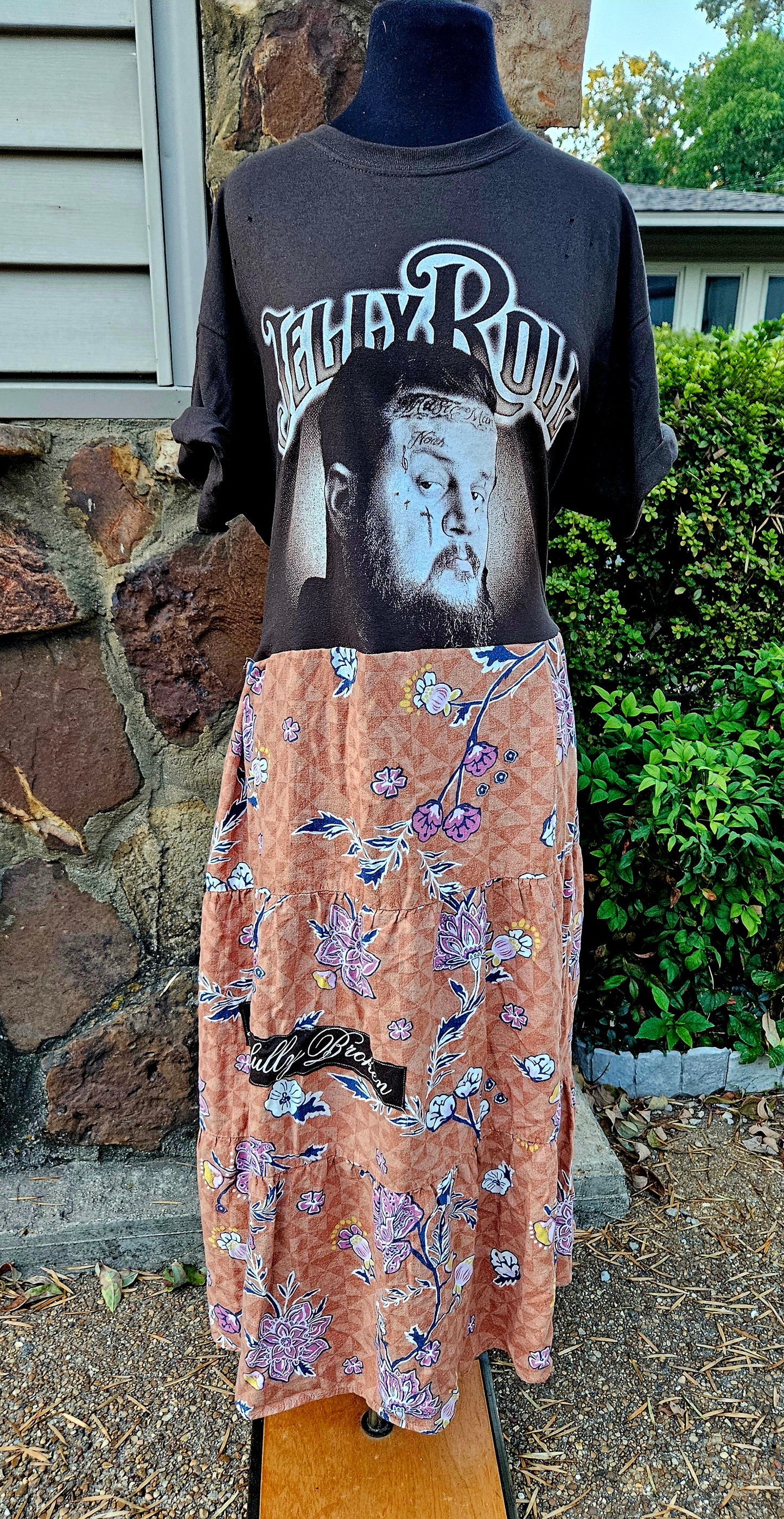 Upcycled Jelly Roll x Beautifully Broken Dress – One of a Kind-- fits large to 2x