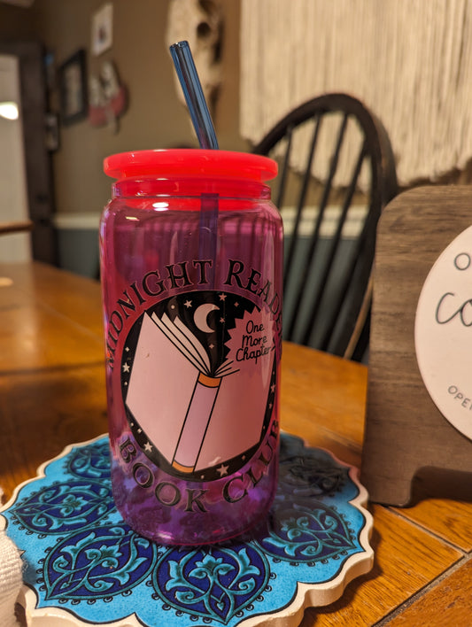 Pink Midnight Readers Book Club Cup/lid /straw combo
