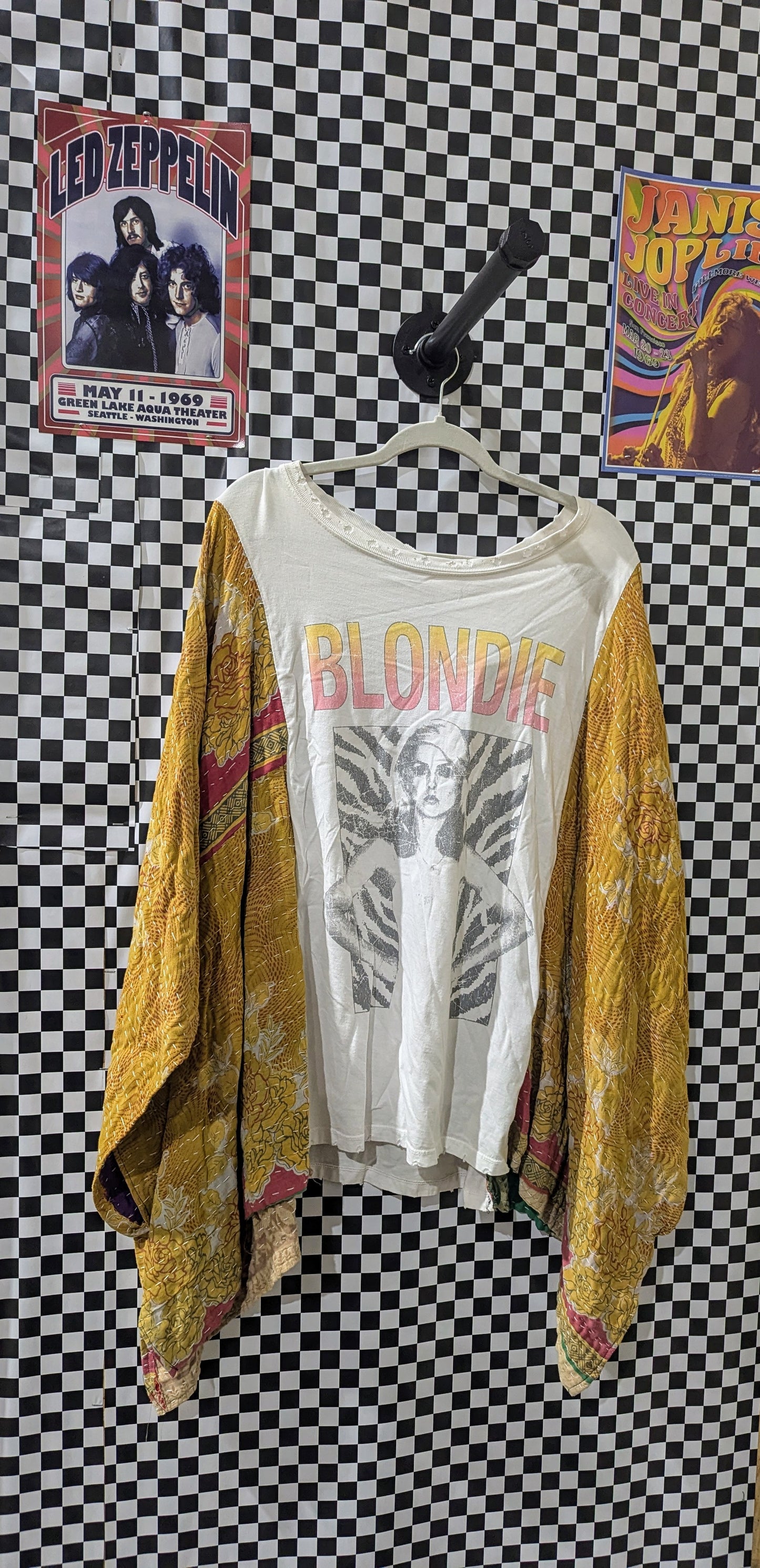 Blondie poncho with kantha sleeves