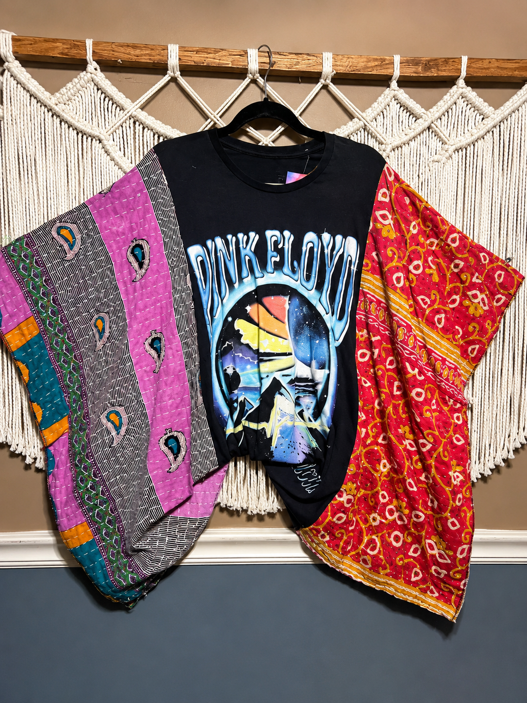 Pink Floyd Patchwork Upcycled Poncho Top One Size!