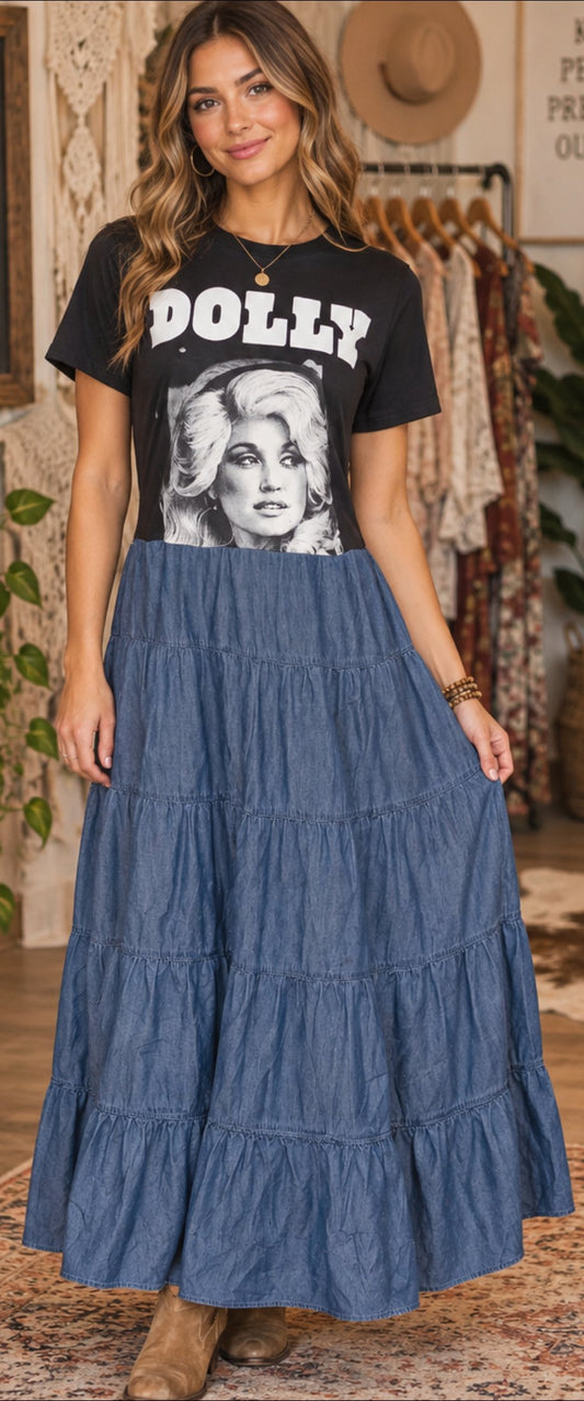 One of a kind Dolly Blue Jean Upcycle Size SMALL